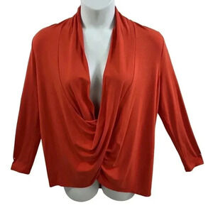 Chico's Zenergy Womens Draped Crossover Blouse Fold Front Top 1XL Audrey Hepburn